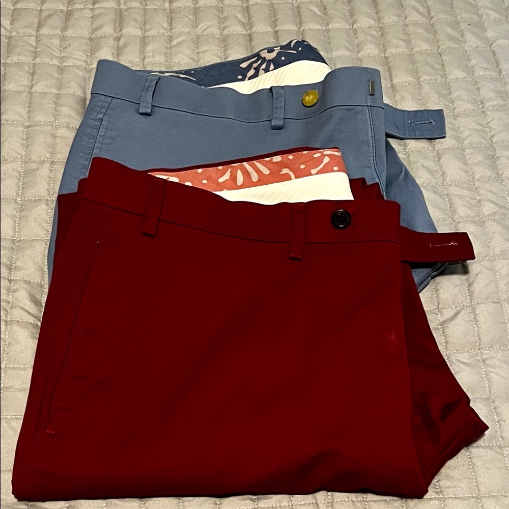 2 pair of Mens Ralph Lauren Chico pants, Light Blue and Wine size 36x30.